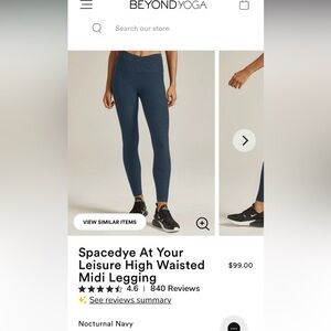 Beyond Yoga Spacedye At Your Leisure High Waisted Midi Legging Navy Small